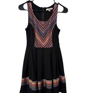Ya Los Angeles Black Dress with Multicolor Chevron
